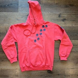 Red Hoodie with Paw Print Design